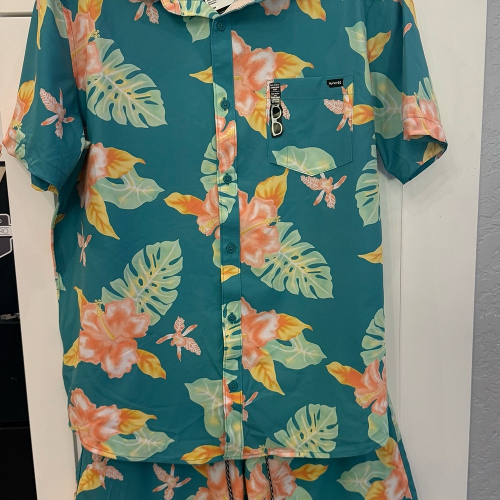 Hurley Aqua Floral Men's Board Shorts - Picture 5 of 14